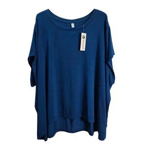 NWT | MCEDAR High-Low Oversized Top | Dolman Sleeve | Teal Blue | 3XL
